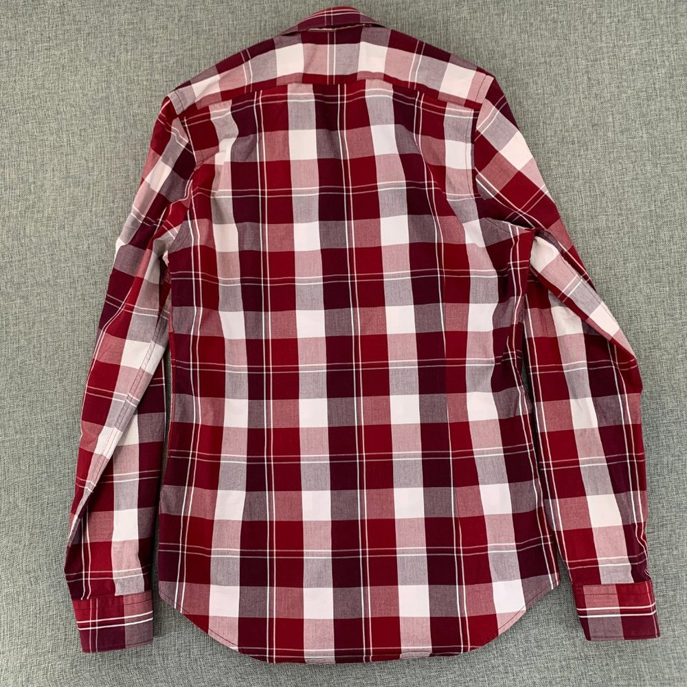 Men's Express Plaid Extra Slim Button Down Shirt Long Sleeve Small 100% Cotton - Picture 9 of 11